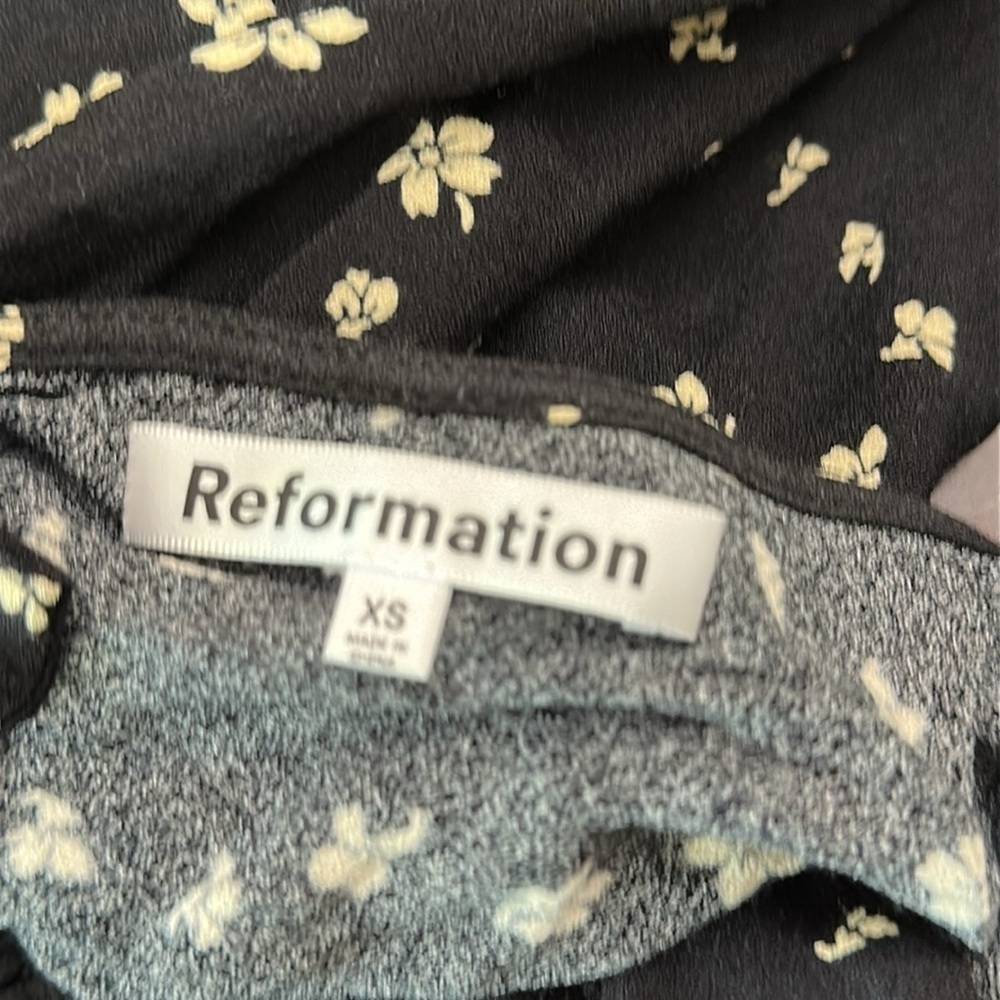 Reformation CalVine floral maxi dress in breezy Black with cream flowers XS EUC - Picture 5 of 7
